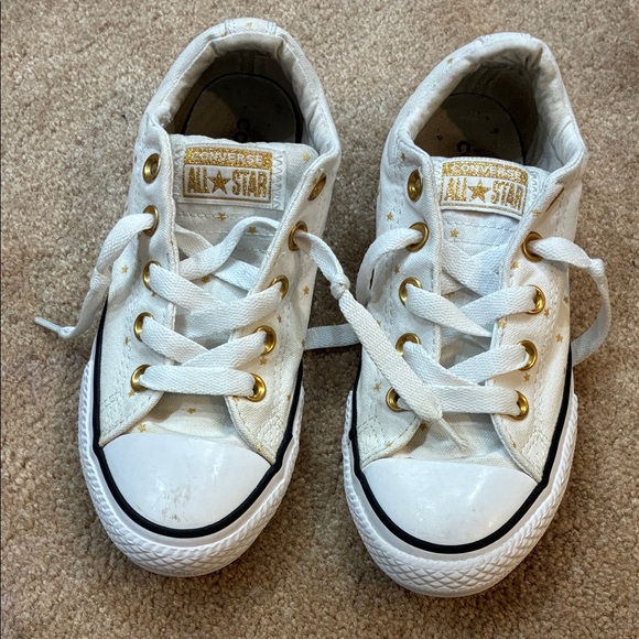Converse Other - Converse Kids White Sneakers with Gold Accents
